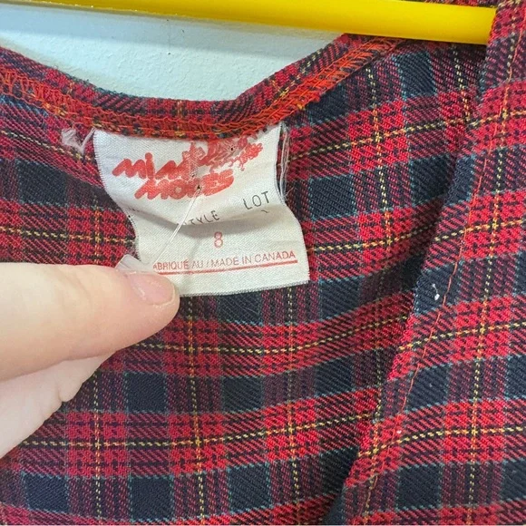Vintage girls size 8 tartan plaid jumper overall dress buttons - Picture 5 of 9